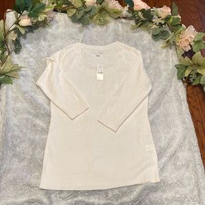 New York and Company, white three-quarter sleeve sweater size small.
